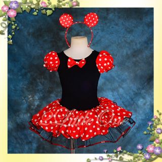 Minnie Mouse Dance Costume Fancy Dresses Headband Party Birthday Girl 