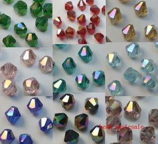 100pcs loose glass crystal bicone spacer beads 4mm AB Color You Choose