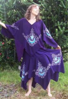 Celtic Moon Purple Long Skirt or Dress Batik Karuna