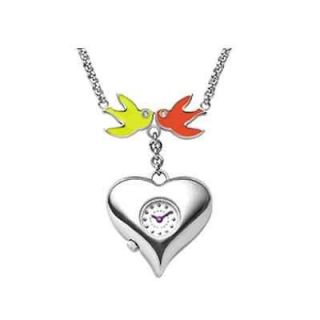 NIB Marc by Marc Jacobs Kissing Doves Heart Pendant Watch Necklace 