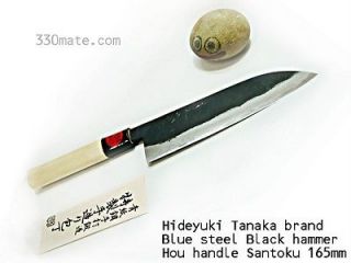 Japanese Blue st. Black Hammer forged Hideyuki Tanaka Santoku chef 