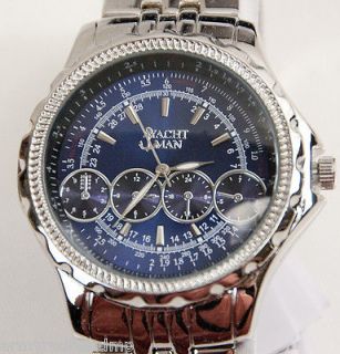NEW YACHT MAN SILVER BLUE LEONARDO COLLECTION STAINLESS STEEL MENS 