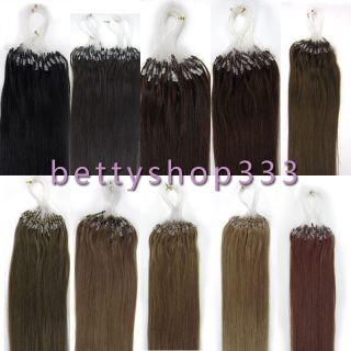   Remy Loops Micro Rings Tipped Human Hair Extensions 100S 10 colors