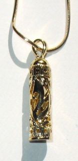 JUDAICA 1.25 GOLD COATED MEZUZAH STYLE WITH SHIN PENDANT AND 