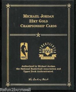 MICHAEL JORDAN 22 KT GOLD CHAMPIONSHIP CARDS SET NBA UDA DANBURY 