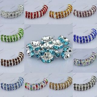 WHOLESALE LOTS CRYSTAL CURVE EDGE SILVER FINDINGS LOOSE SPACER BEADS 
