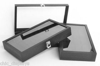   RING BOX BLACK RING DISPLAY CASE WOODEN RING CASE LARGE JEWELRY BOX