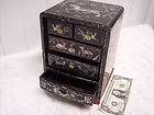 Lacquer Jewelry Box w/Mother of Pearl Inlay 5 drawers Chest trinket 