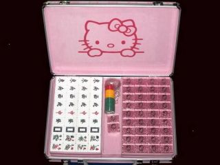2012 Gift Sanrio Hello KITTY Large Size Mahjong Game Set Mah Jong NEW