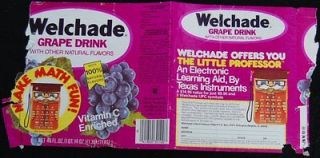 1977 WELCHS Grape Juice Label  Welchade w/ LITTLE PROFESSOR 