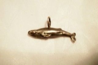 Very Cool Vintage Silver Tone Whale Costume Jewelry Bracelet Charm