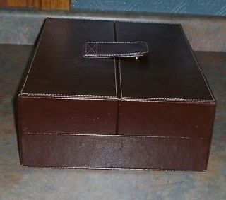 JEWELRY DISPLAY TRAVEL CASE,VINTAGE,CHEST,STORAGE,FAUX LEATHER?BROWN 