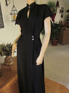   80s~Miss Ashlee Elegant,Black Evening Palazzo Jumpsuit / Wrap Gown sz6