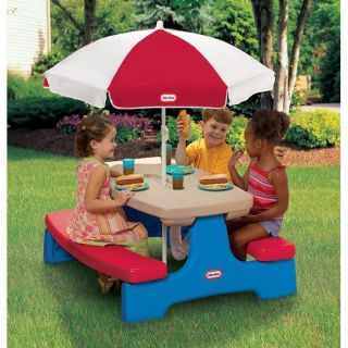   Tikes Easy Store Large Picnic Table w/ Umbrella Kids Outdoor Toy 403V