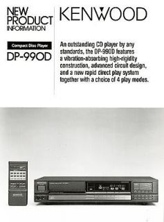 Original Kenwood DP 990D CD Player Sales Brochure.