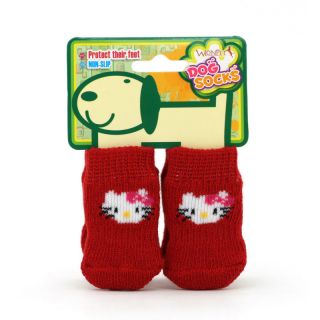 Red kitty Pet Dog Puppy Socks ,WONPET / LL 020