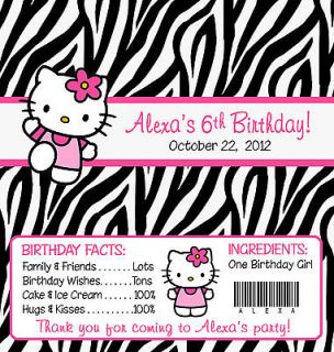 ZEBRA HELLO KITTY BIRTHDAY CANDY WRAPPERS / PARTY FAVORS