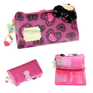 Hello Kitty 7 Sequin Leatherette Card Holder Money Purse Case Long 