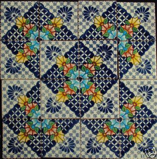 W170   16 Mexican Talavera Tile 4x4 Backsplash Handmade