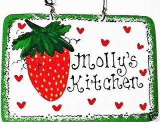 5x7 Personalized STRAWBERRY Kitchen SIGN Fruit Plaque Strawberries 