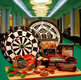  Deluxe Dart Board Gift Set w/ Salami,Cheese,Cookies,Almonds & More