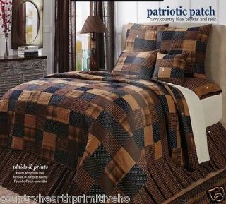   Americana Rustic Red Brown Navy Twin Queen Cal King Quilt Bedding