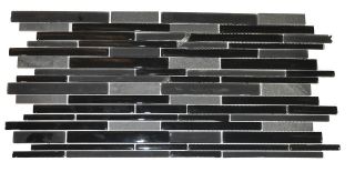   Black/Gray/Charcoal Slate/Glass Brick Mosaic Backsplash Tile On Mesh