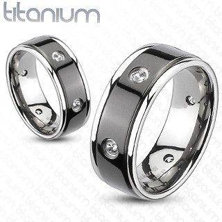 MENS & WOMENS BLACK TITANIUM SIMULATED DIAMOND RING SET 5 6 4 7 8 9 10 