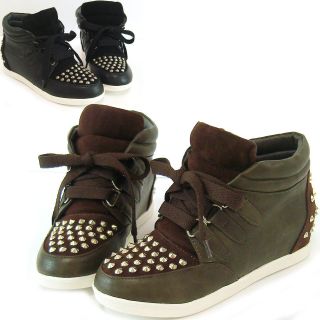 Suede studs studded spike spiked shoes sneakers high top wedge Suede 