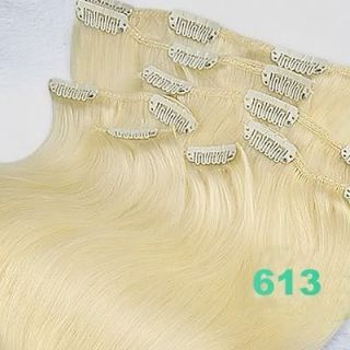 55cm CLIP in 100% REAL HUMAN HAIR EXTENSIONS , BLONDE ,80g
