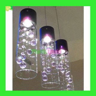 Modern 3 Glass Purple Crystal Ceiling Lighting Pendant Lamp Fixture 