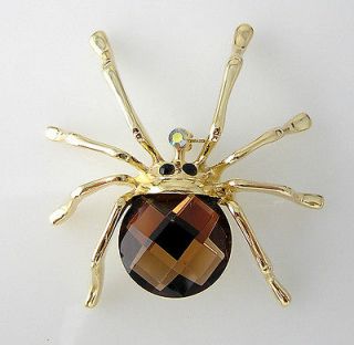Spider Brooch Pin W Rhinestone Swarovski Crystals P022