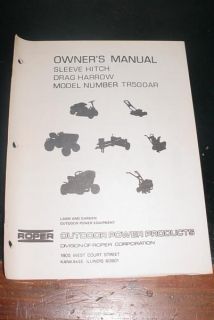 sleeve hitch drag harrow TR500AR owners manual by Roper
