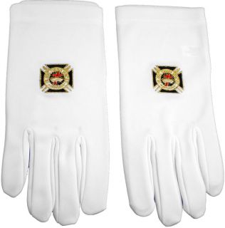 Knights Templar Emblem Embroidered Mens Ritual Gloves