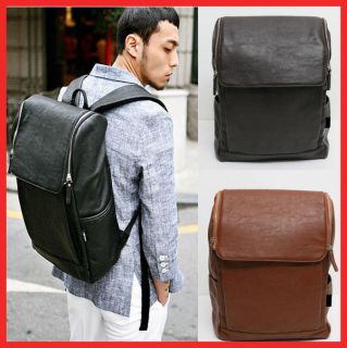   Womens Mens PU Leather Backpack Large Capacity laptop bag satchel