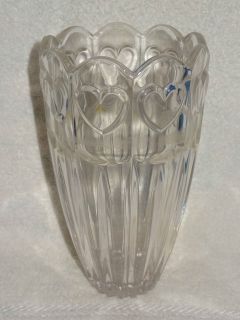Large Crystal Heavy Clear Glass Heart Theme Vase