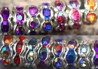 100pcs Round Acrylic Crystal Rhinestone Findings Diy Beads Spacer 6mm 