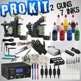 Newly listed NEW 721pc Pro Kit 2 Tattoo Machine Guns 7 Color USA Inks 