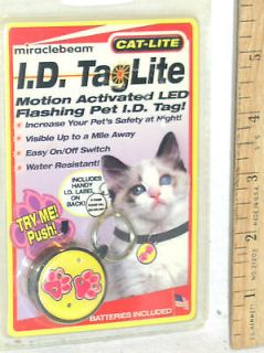 NEW PAWS CAT LITE MIRACLEBEAM PET DOG CAT FLASHING 5 LED COLLAR ID TAG 