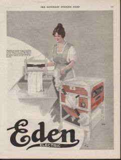 FA 1919 EDEN WASHING MACHINE APPLIANCE CLOTHING WRINGER AD