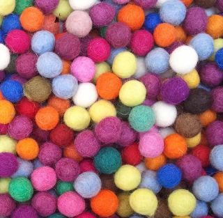 Felt Wool Felted Balls 100 Pieces Multi Color 1.5 cm Mixed Color