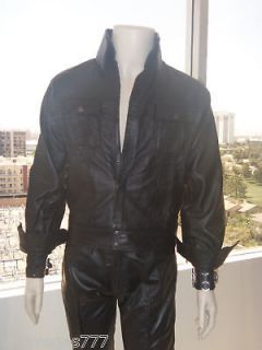   Tribute Artist Costume) 100% Soft Lambskin BLACK Leather 1968 JACKET