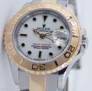 ROLEX 18k&SS Ladies 29mm Yachtmaster White Dial 69623