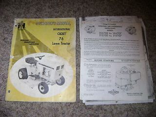   Cub Cadet 76 Riding Lawn Mower Tractor Service Operators Manual