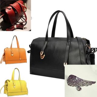 Vintage Tote Handbag Messenger Bag Black、Yellow、Orange、Wine Red 