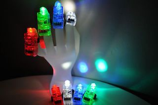 New 4x LED Finger Ring Light Beam Torch Party Rave Flashing Bright 