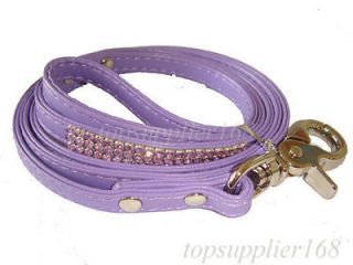 Bling purple dog pets puppy gift rhinestone new leash lead