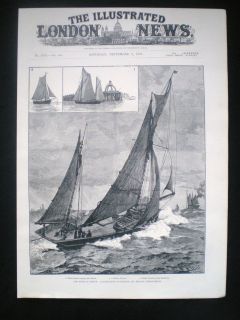 OLD PRINT   ENGLISH & BELGIAN COMMERCIAL FISHING BOATS TRAWLER RIOTS 