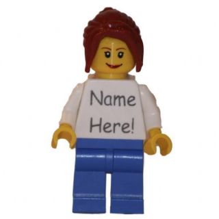 Personalised Girls Lego Minifig (White torso)  Choose hair/head/legs 