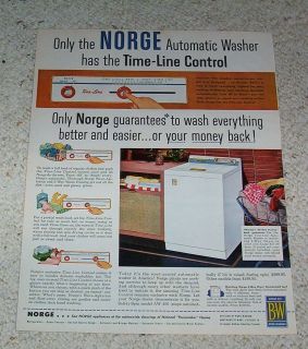   page   Norge automatic WASHER laundry Borg Warner vintage ADVERT PAGE